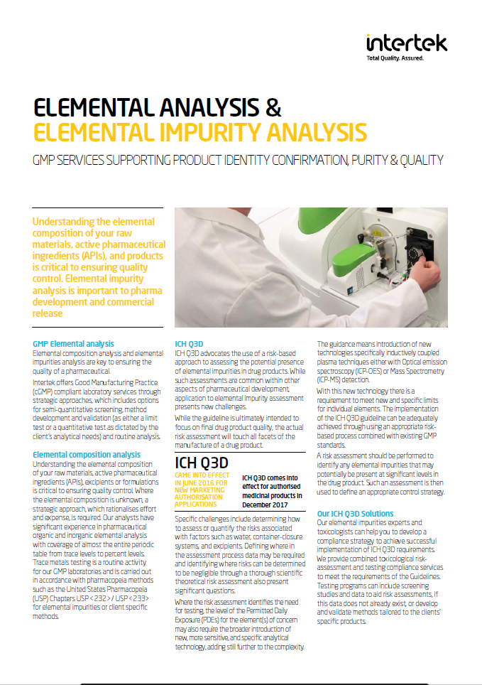 Elemental Analysis & Elemental Impurity Analysis